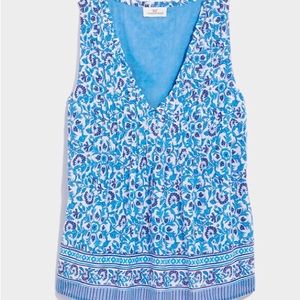 Vineyard Vines Scarf Print Pintuck Top NWT